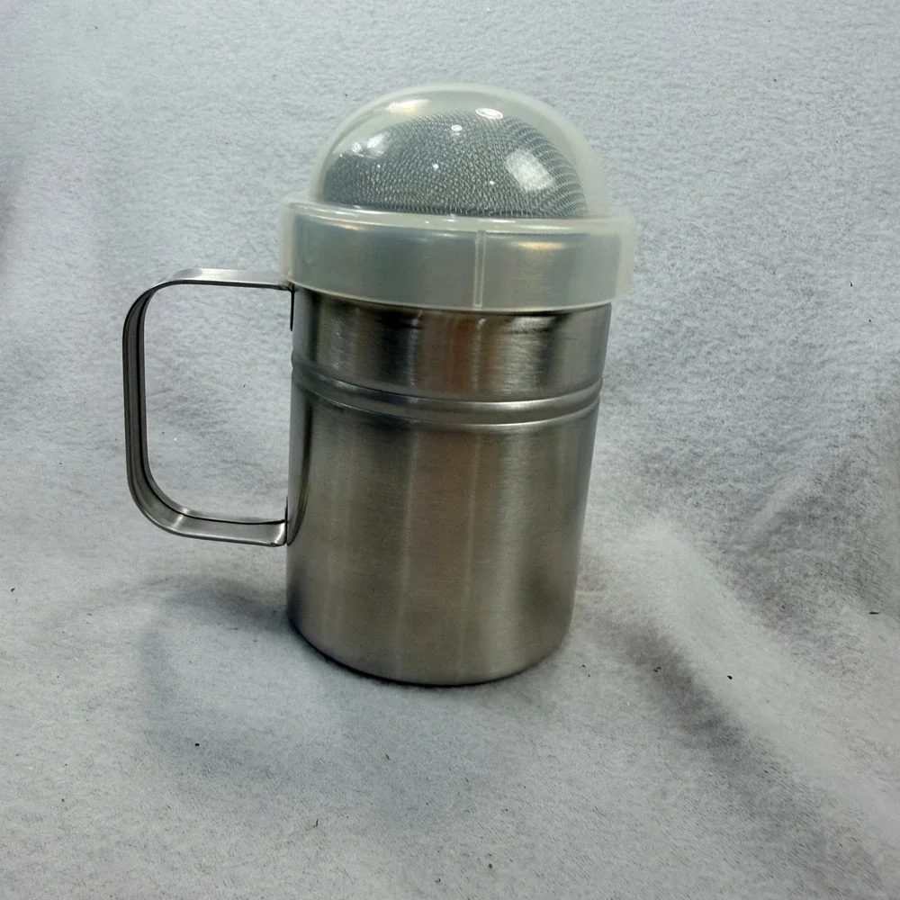Pampered Chef Stainless Steel Flour Sugar Shaker Mesh Dredger with Storage Lid